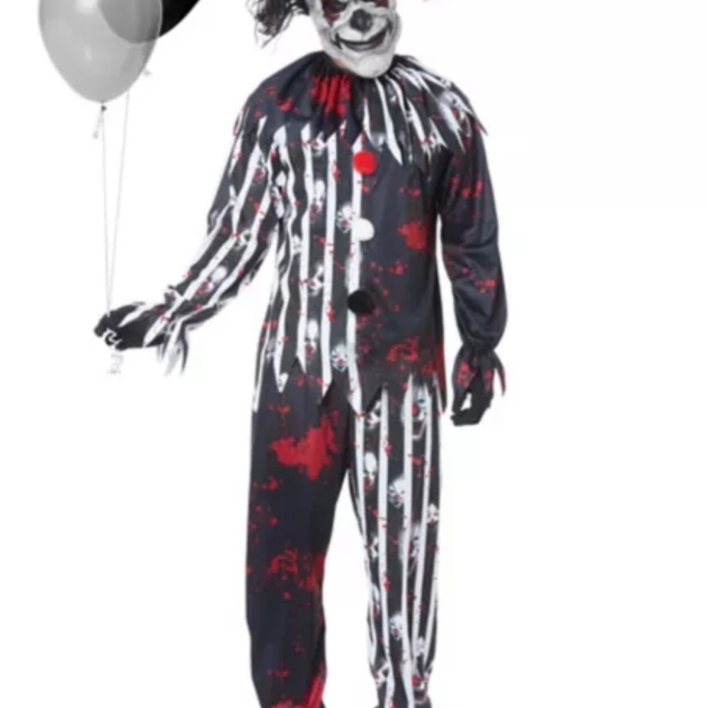 Spirit Black, White & Red Striped Clown Costume